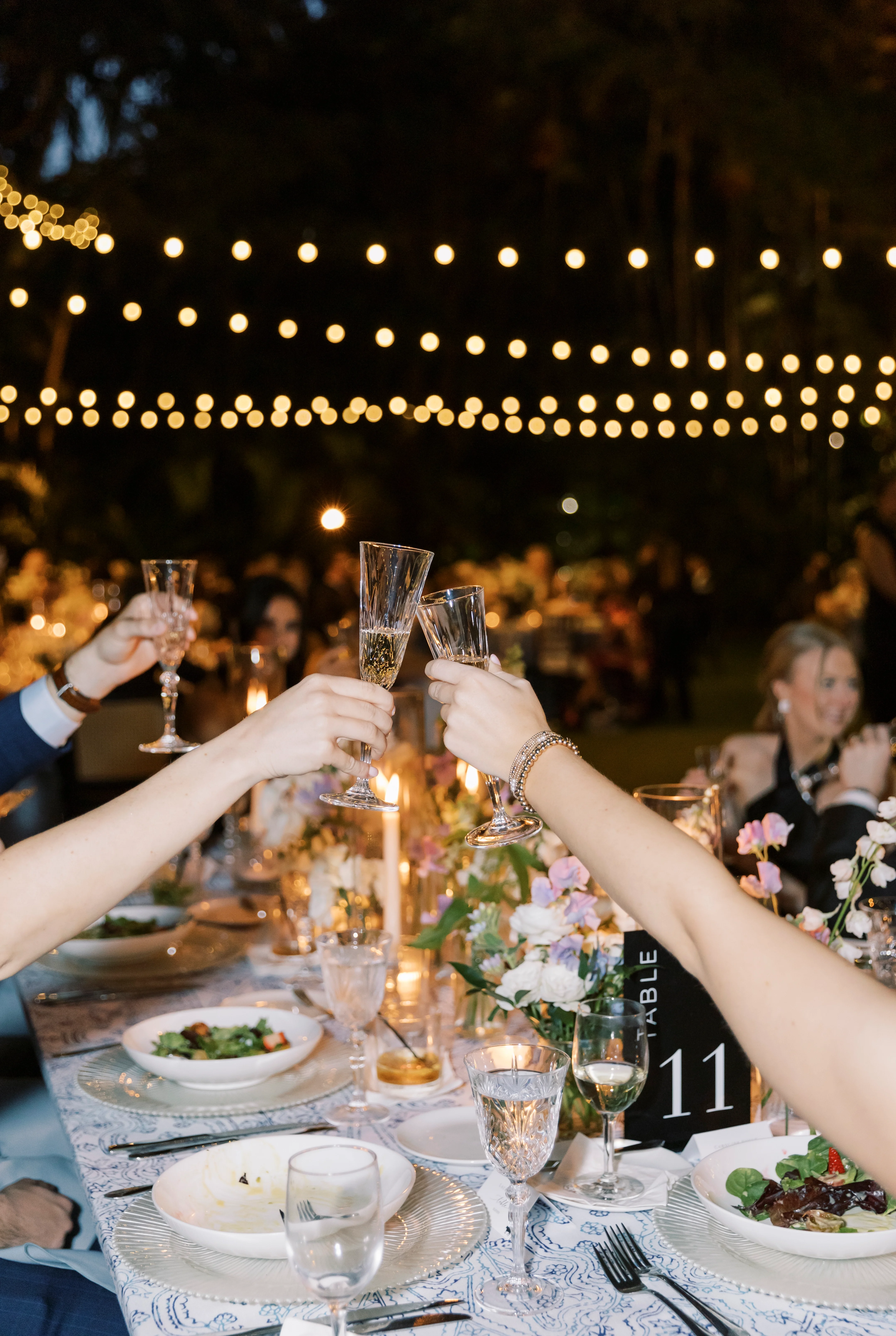 Glasses in the air for a toast